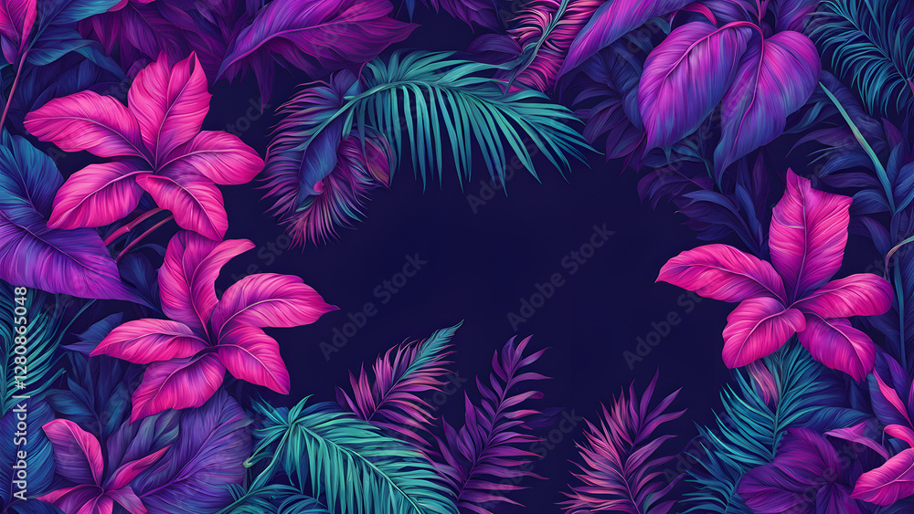 A colorful background with a purple flower in the center A colorful background with a purple flower in the center