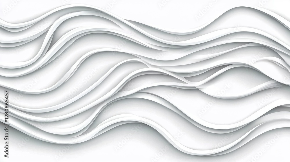 Obraz premium Abstract White Wavy Paper Cut Background with Layered Texture and Soft Shadows