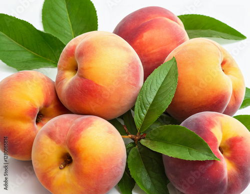 Wallpaper Mural  Fresh Juicy Peaches with Vibrant Green Leaves Displayed Torontodigital.ca