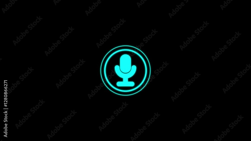 Glowing neon Microphone Line Icon.Audio microphone icon animation.Voice recording podcast mic microphone button icon animation. Glowing neon Microphone Line Icon.Audio microphone icon animation.Voice recording podcast mic microphone button icon animation.