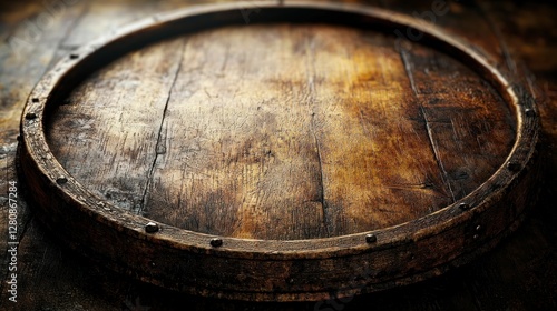 Wallpaper Mural Rustic wooden barrel top, cellar background, product display Torontodigital.ca