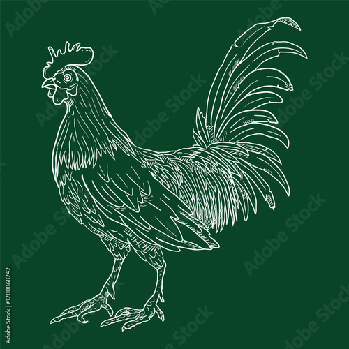 Vector Sketch Rooster. Cockerel Illustration.