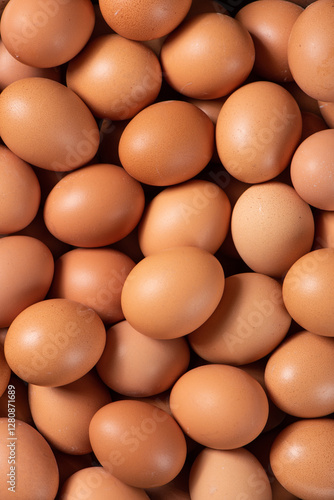 closeup of raw chicken eggs background