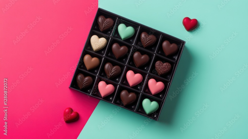 Assorted Chocolate Heart Candies In A Box Assorted Chocolate Heart Candies In A Box