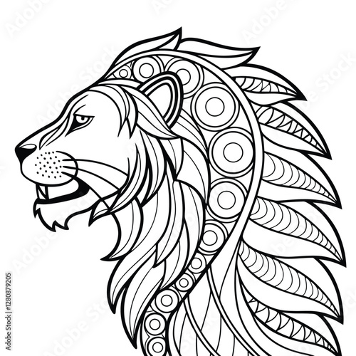 Wallpaper Mural Lion Head Zentangle Coloring Page: Detailed Animal Art, Intricate Pattern Design, Printable Lion Illustration for Relaxation and Creativity Torontodigital.ca