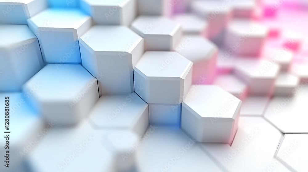 Obraz premium Abstract geometric shapes, hexagonal pattern, light gradients