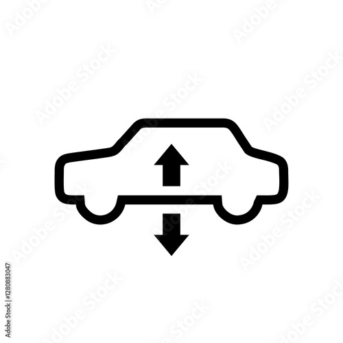Vehicle icon with ride height arrows