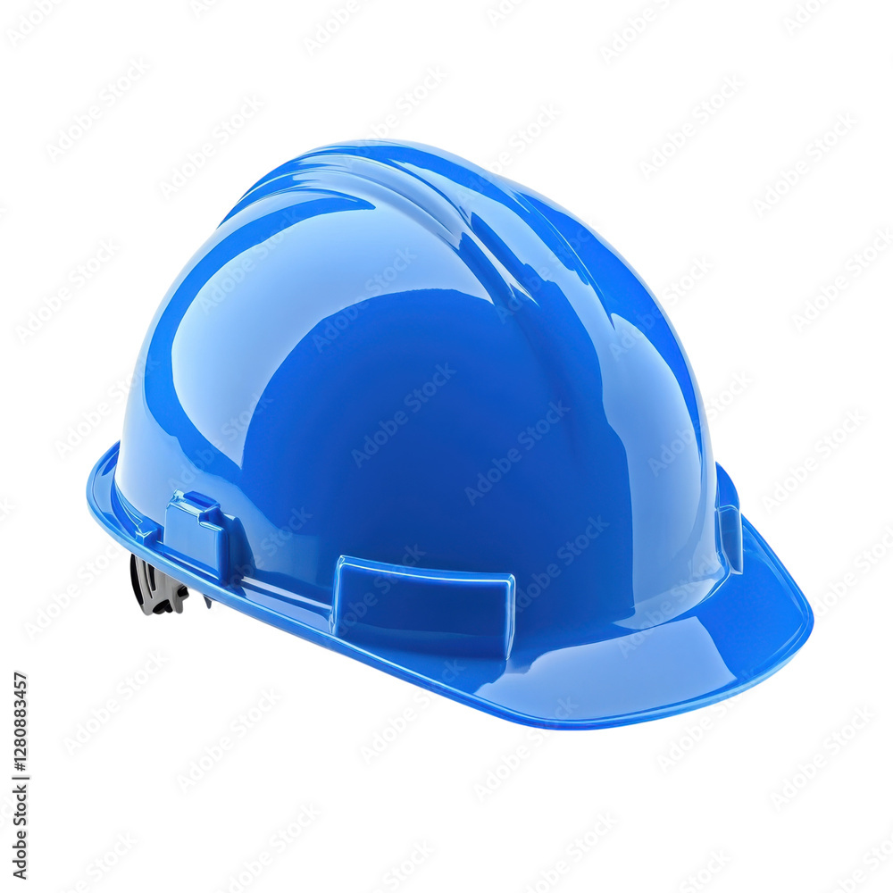 Fototapeta premium Safety First Blue Hard Hat on transparent background.