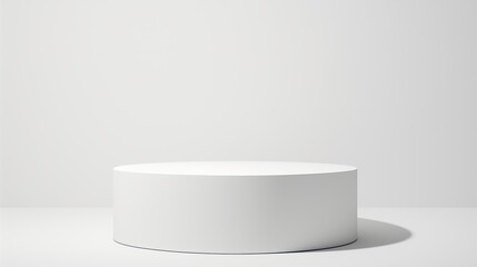White podium mockup cylinder shape isolated on white background Pedestal stage or platform for product presentation with empty space for display photo template