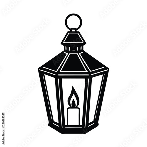 Lantern with candle Vector Illustration