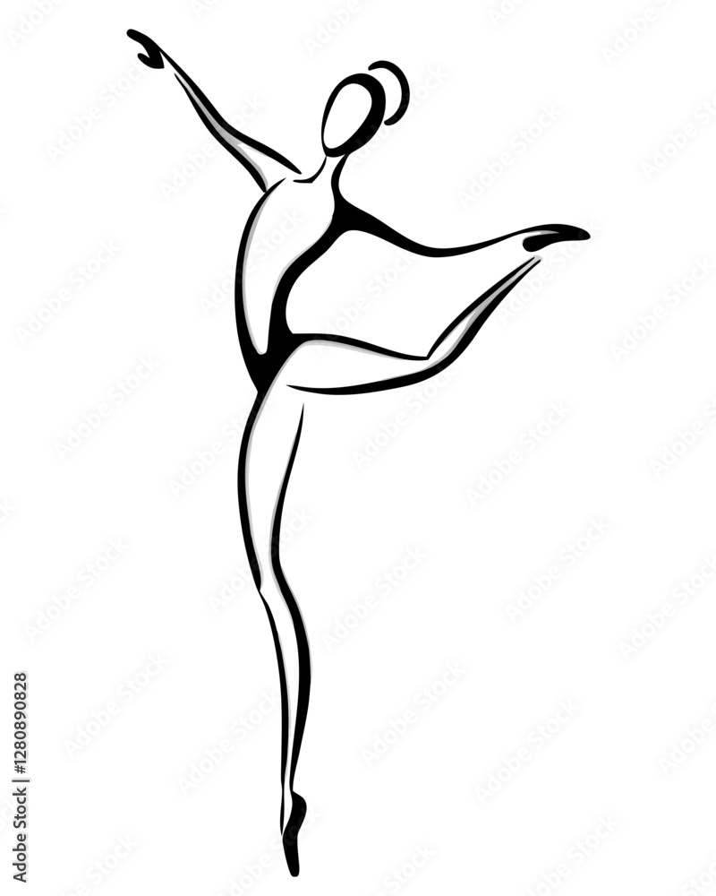Minimalist Ballet Dancer Silhouette - Graceful Ballerina Line Art Illustration. Minimalist Ballet Dancer Silhouette - Graceful Ballerina Line Art Illustration.