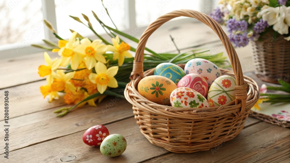 Easter Basket with Floral Accents Easter Basket with Floral Accents
