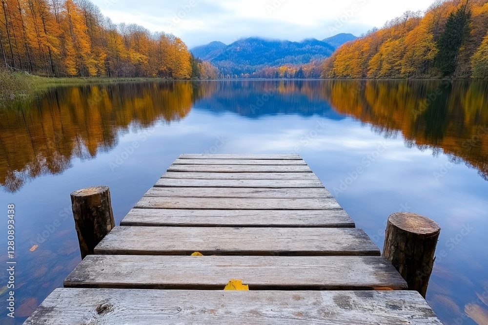 Obraz premium Fantastic autumn sunset of Hintersee lake