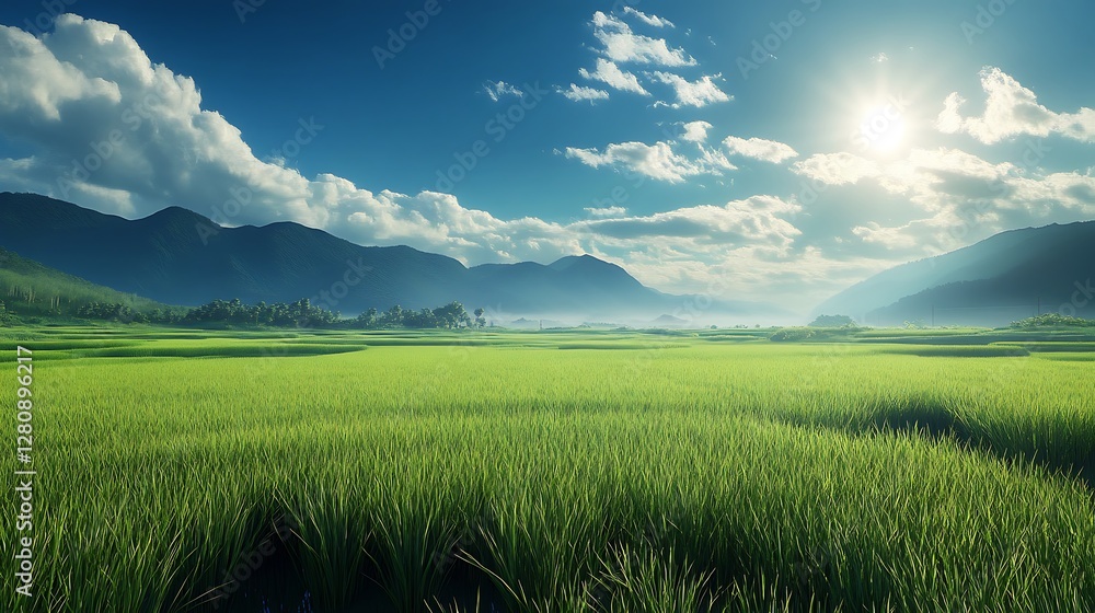 Fototapeta premium Stunning Paddy Field Patterns High Definition Rural Scenery