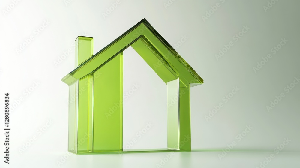 Eco-Friendly House Symbol: A Green Glass Home Icon Eco-Friendly House Symbol: A Green Glass Home Icon