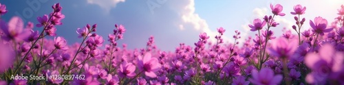 Masses of bright purple flowers swaying in the breeze, flowerpower, floralarrangement photo