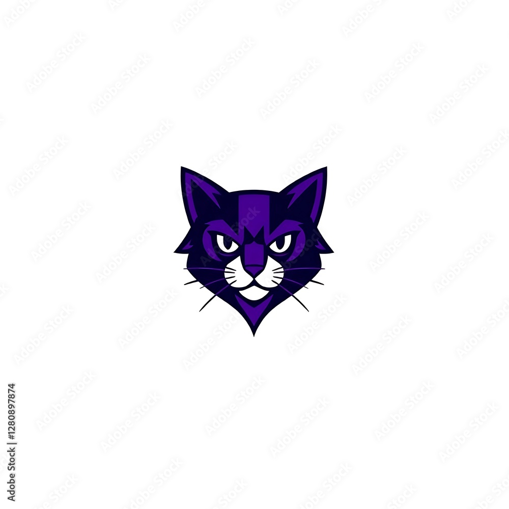 Fototapeta premium Adorable Cat Mascot Logo with a Playful Expression on a Clean White PNG Background