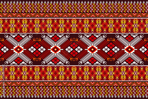 Pixel ethnic  pattern oriental traditional. Design fabric pattern textile African, Aztec African America Indian seamless. Floral pixel art pattern on navy background  vector illustration
