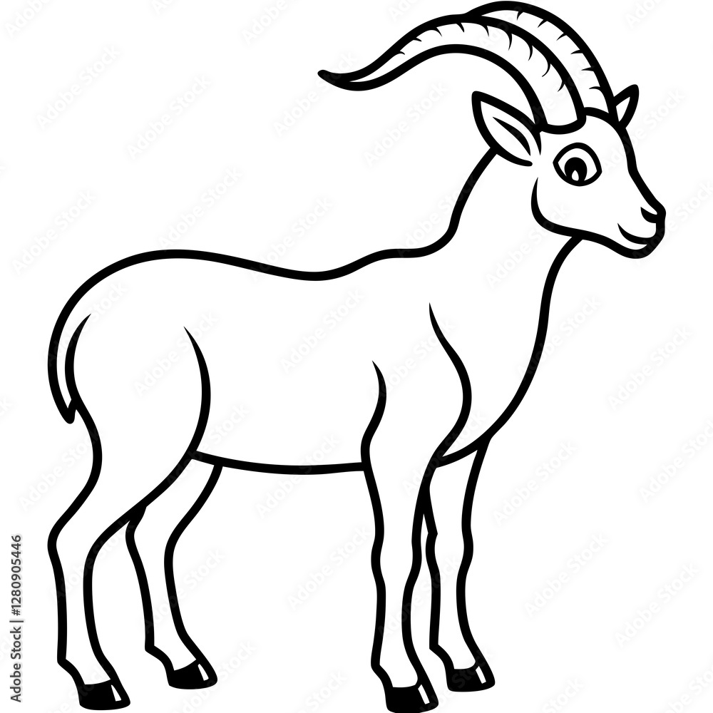 Single Stroke Ibex Vector Art Single Stroke Ibex Vector Art