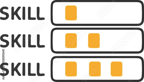 isolated skill level Vector,skill level Silhouette,skill level icon set, black skill level symbol for you,color  Vector illustration, Vector Graphic, EPS 10 
