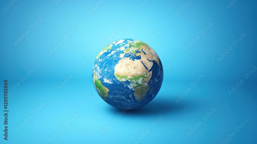 Our Blue Planet: A 3D Render of Earth Against a Light Blue Background Our Blue Planet: A 3D Render of Earth Against a Light Blue Background