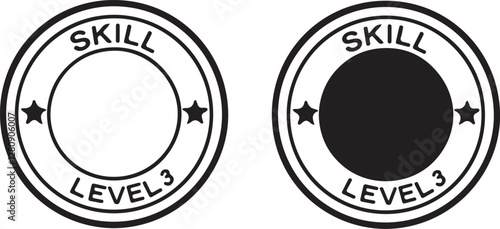 isolated skill level 3 badge Vector,skill level 3 badge Silhouette,skill level 3 badge icon set, black skill level 3 badge symbol for you,color  Vector illustration, Vector Graphic, EPS 10 