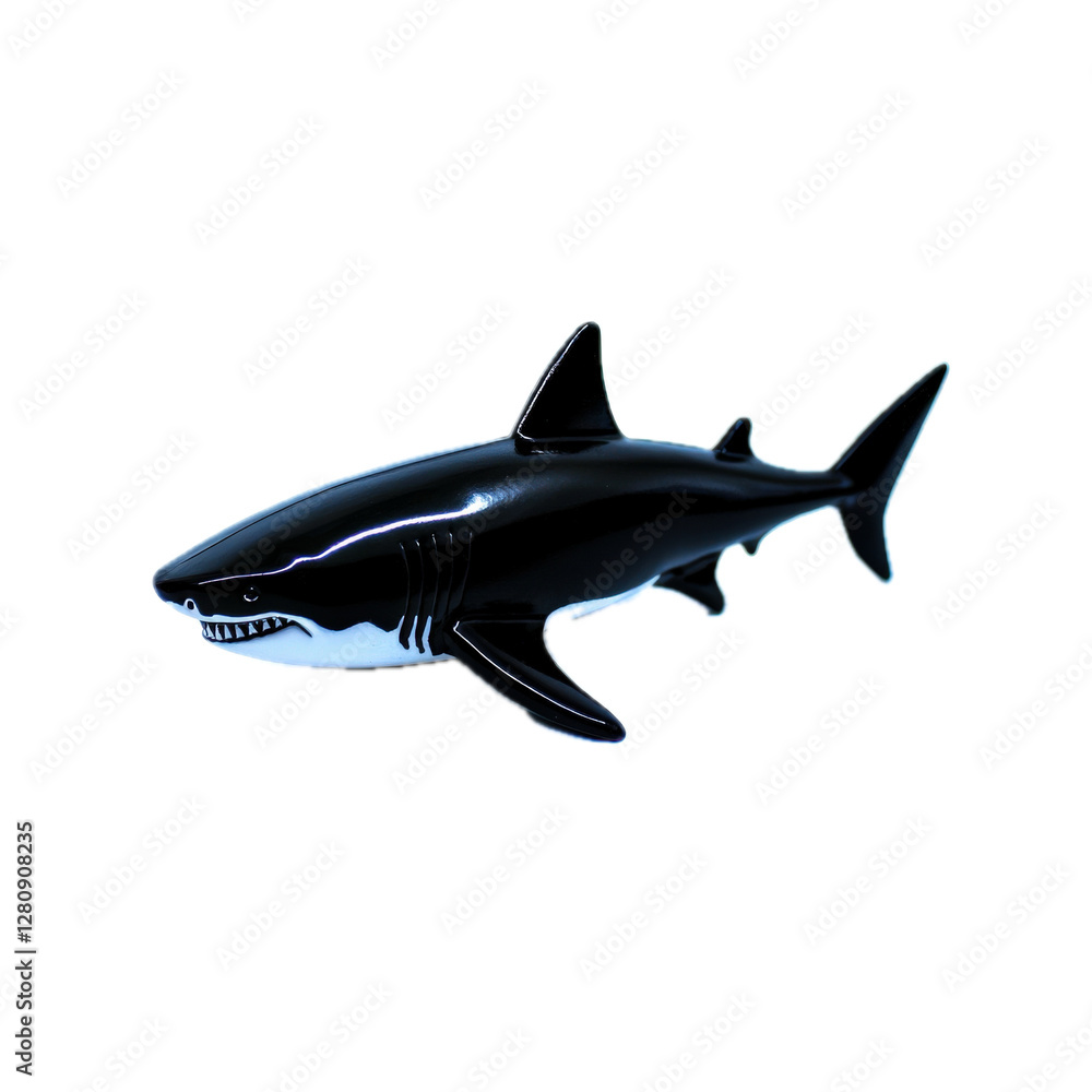 Fototapeta premium Realistic Toy Shark on White Background