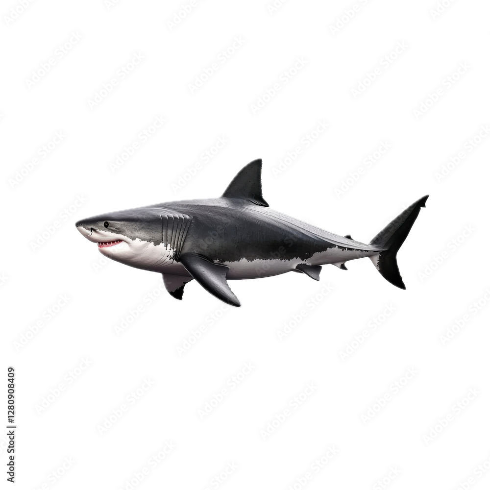 Obraz premium Majestic Great White Shark Swimming in Ocean Depths