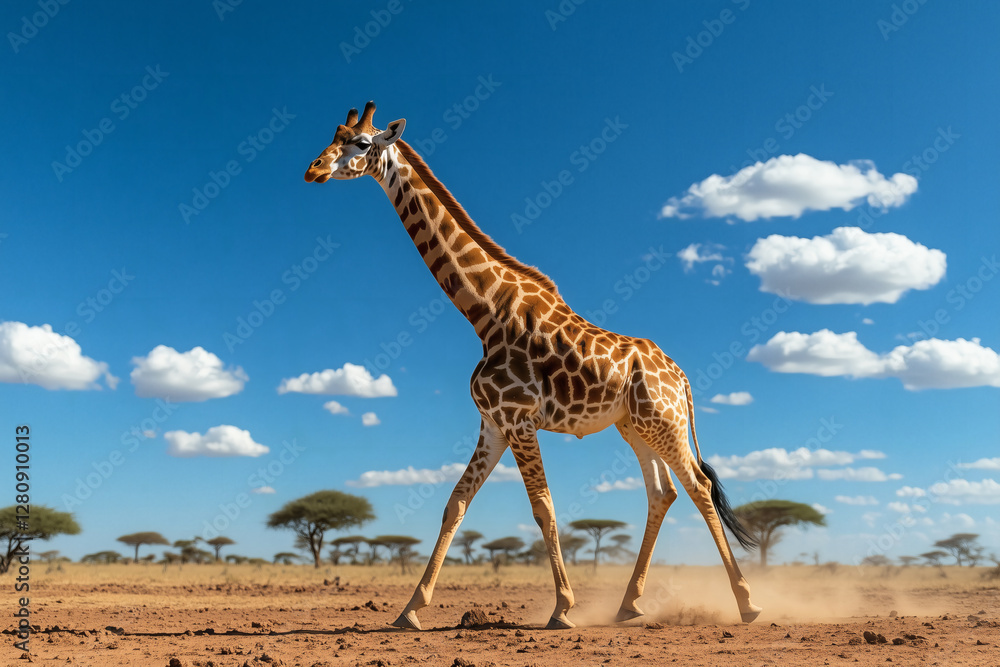 Obraz premium Giraffe Walking in African Savannah