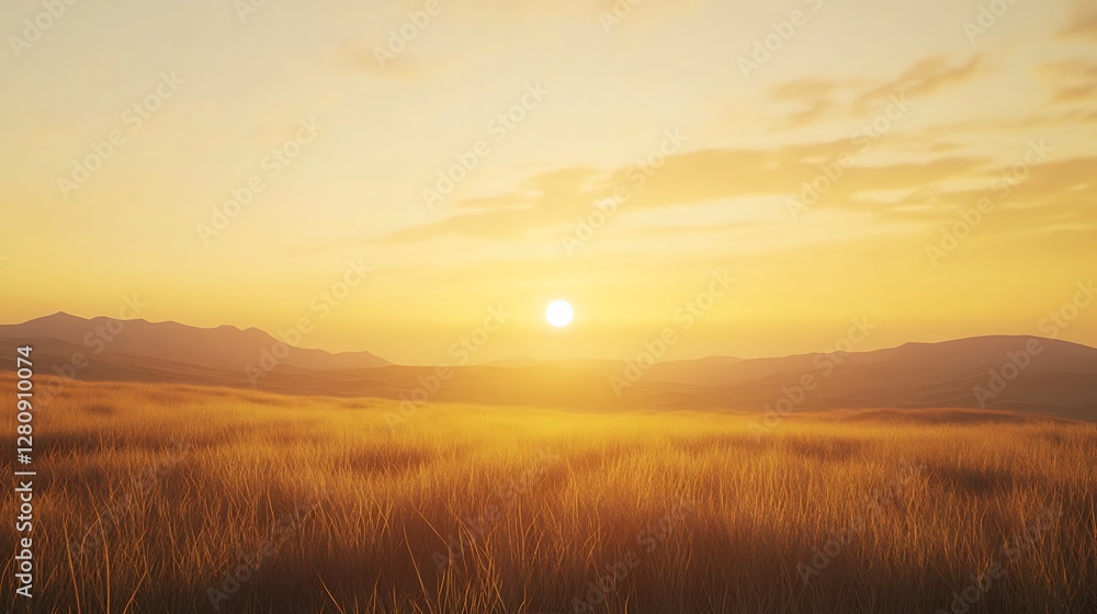 Golden Light Over Peaceful Grassland High Resolution Golden Light Over Peaceful Grassland High Resolution