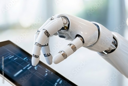 Global industry conceptManager Ai Technical Industrial Engineer working and control robotics with monitoring system Automation robot arm software and icon industry network connection on tablet