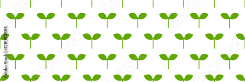 Green plants eco pattern. Agriculture concept seamless pattern design. Spring sprouts plants. Vector illustration.