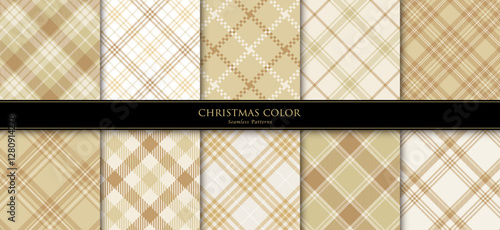 Chic champagne gold colored Christmas checkered backgrounds/