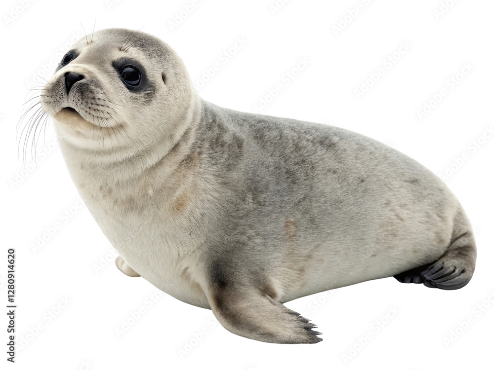 Fototapeta premium Cute Seal Relaxing on the Shore with Adorable Expression and Soft Fur Texture