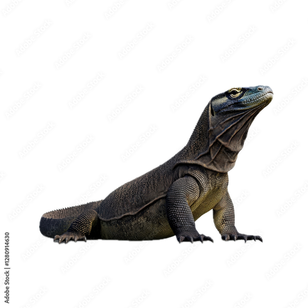 Obraz premium Large Lizard in a Natural Pose on White Background