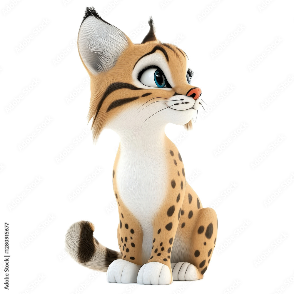 Fototapeta premium Cute Cartoon Lynx Character with Playful Expression