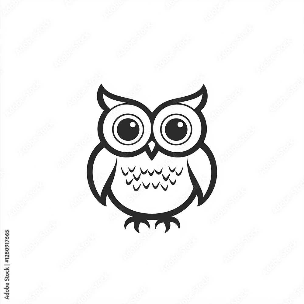Fototapeta premium Cute Minimalist Owl Vector Illustration on White Background Design