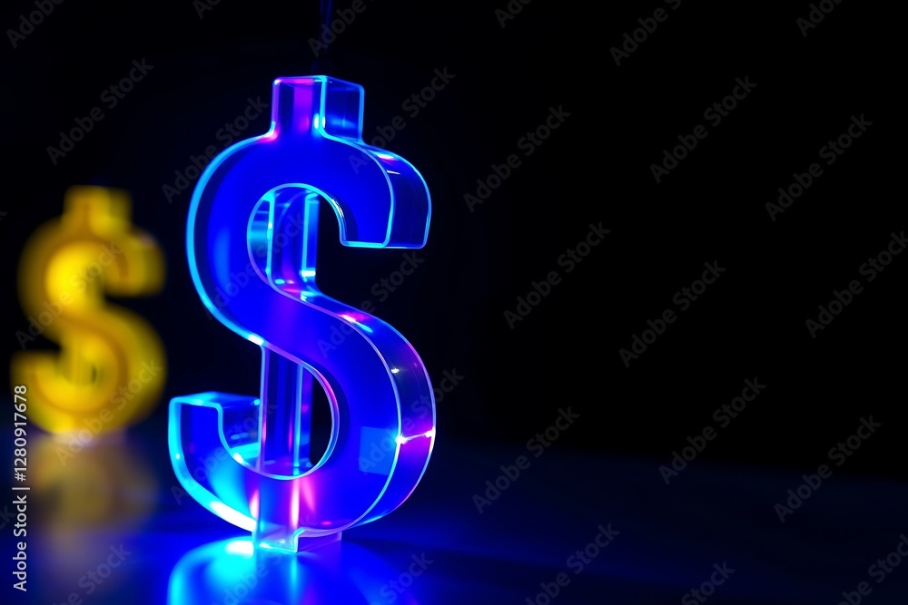Dazzling Glowing Multicolored Plastic Dollar Sign Radiating Vibrant Financial Energy Dazzling Glowing Multicolored Plastic Dollar Sign Radiating Vibrant Financial Energy