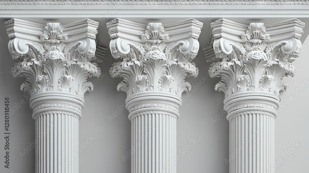 Ancient architectural columns set against a gray background Ancient architectural columns set against a gray background