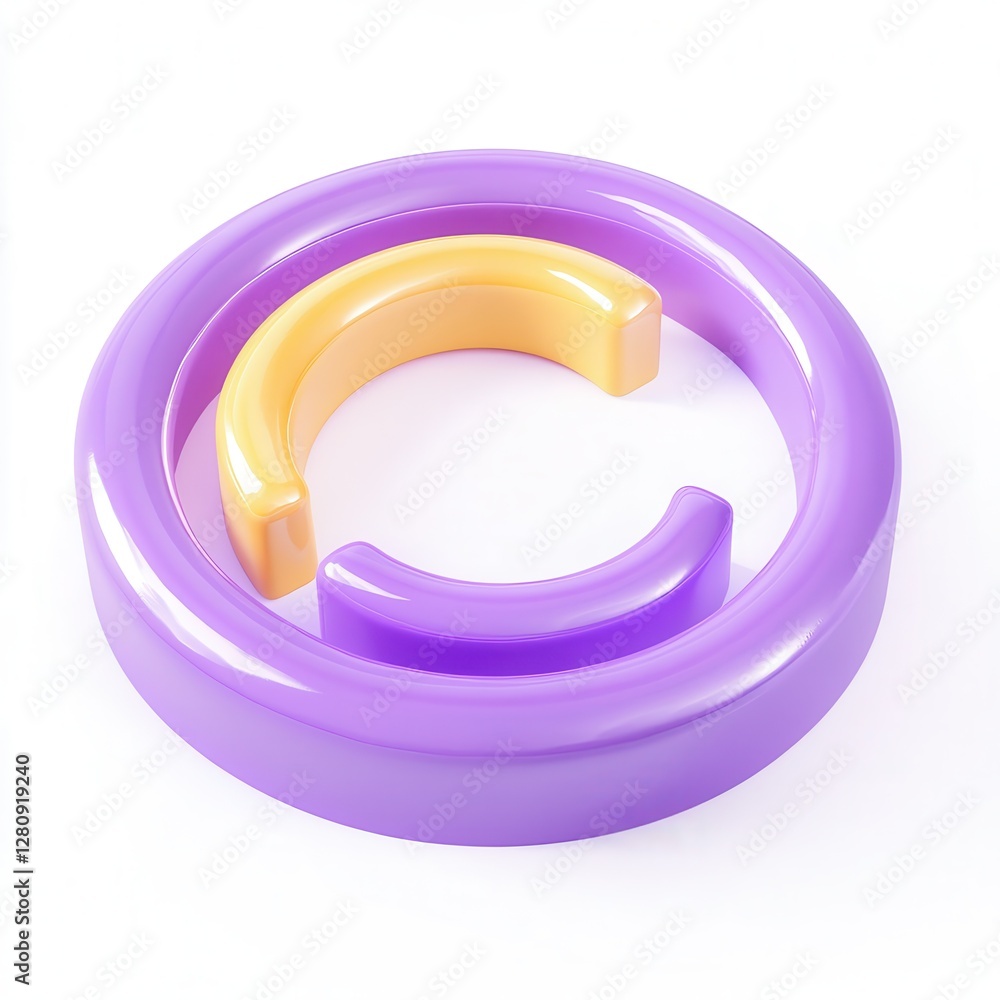 A colorful 3D rendering of interlocking rings in purple and yellow with a shiny finish. A colorful 3D rendering of interlocking rings in purple and yellow with a shiny finish.