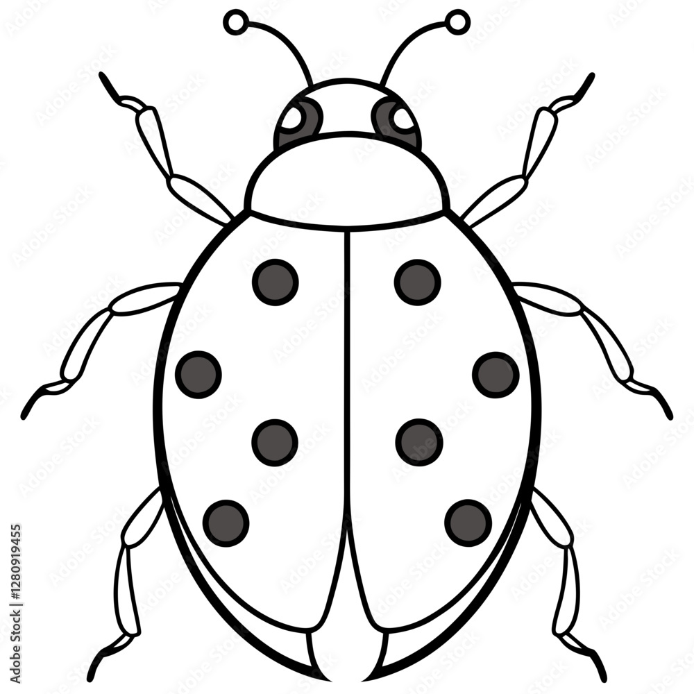 Stylized Ladybug One-Line Vector Illustration Stylized Ladybug One-Line Vector Illustration