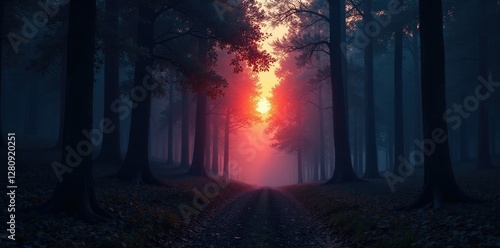 Wallpaper Mural Dark forest at dusk with trees fading into darkness, tree, ambiance Torontodigital.ca