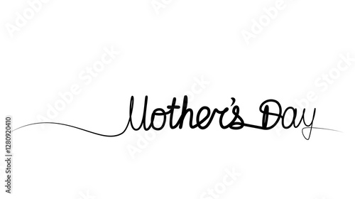 continuous drawing of the phrase Mother's Day in one line.