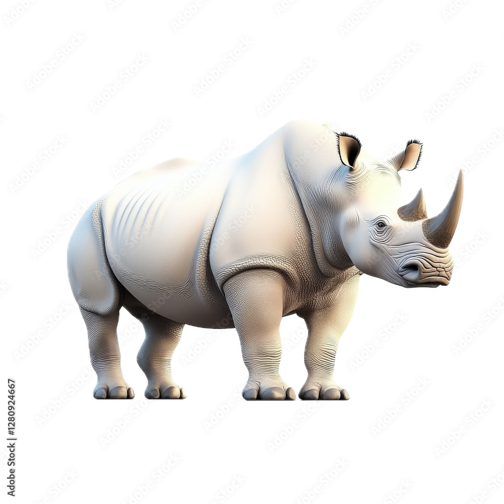 Fototapeta premium Realistic 3D Rhinoceros Model for Artistic Use