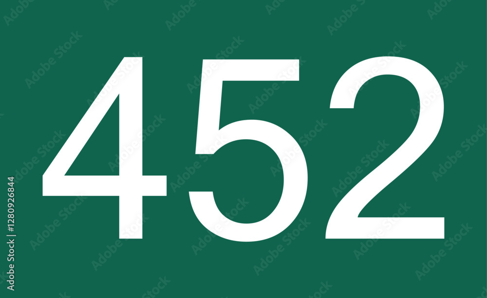 452 showcased on a green field. The identifier of a participant in the high-stakes game. 452 showcased on a green field. The identifier of a participant in the high-stakes game.