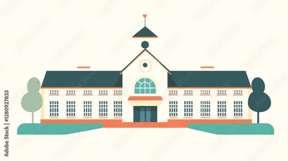 Classic School Building Illustration Classic School Building Illustration