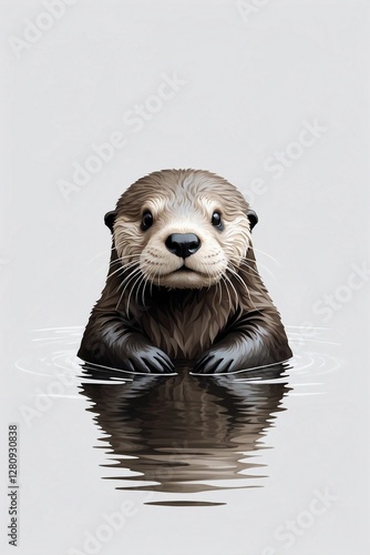 Obraz na płótnie Minimalist Logo of a Cute Sea Otter on a White Background w salonie