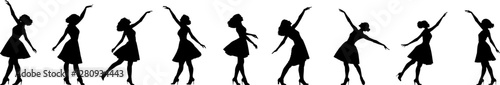 Set Vektor Silhouetten Kollektion Körper - Frauen machen Tanzfiguren - Leichte Bewegung und Posen