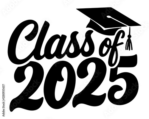 Class of 2025 Trendy calligraphy design vector.