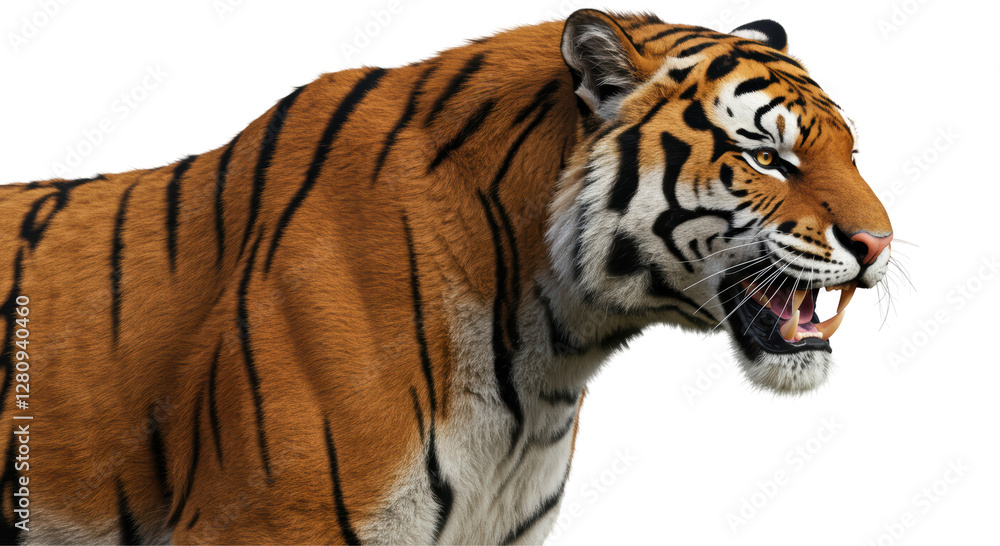 Fototapeta premium Isolated Angry Tiger Growling with Mouth Open
